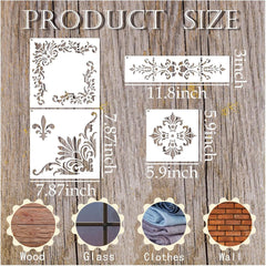 Mexican floral lace corner stencil set
