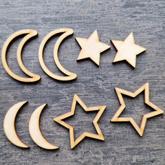 Cliths Set of 20 Wooden Moon & Star Confetti Eid Mubarak Table Scatter Islamic Ramadan Decor Muslim Gift