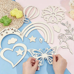 American Elm set of14 Piece Wood Chip Wall Decoration Set with Mixed Shapes