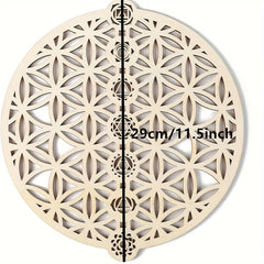 Decorative wall clock with geometric pattern and measurement label on a white background