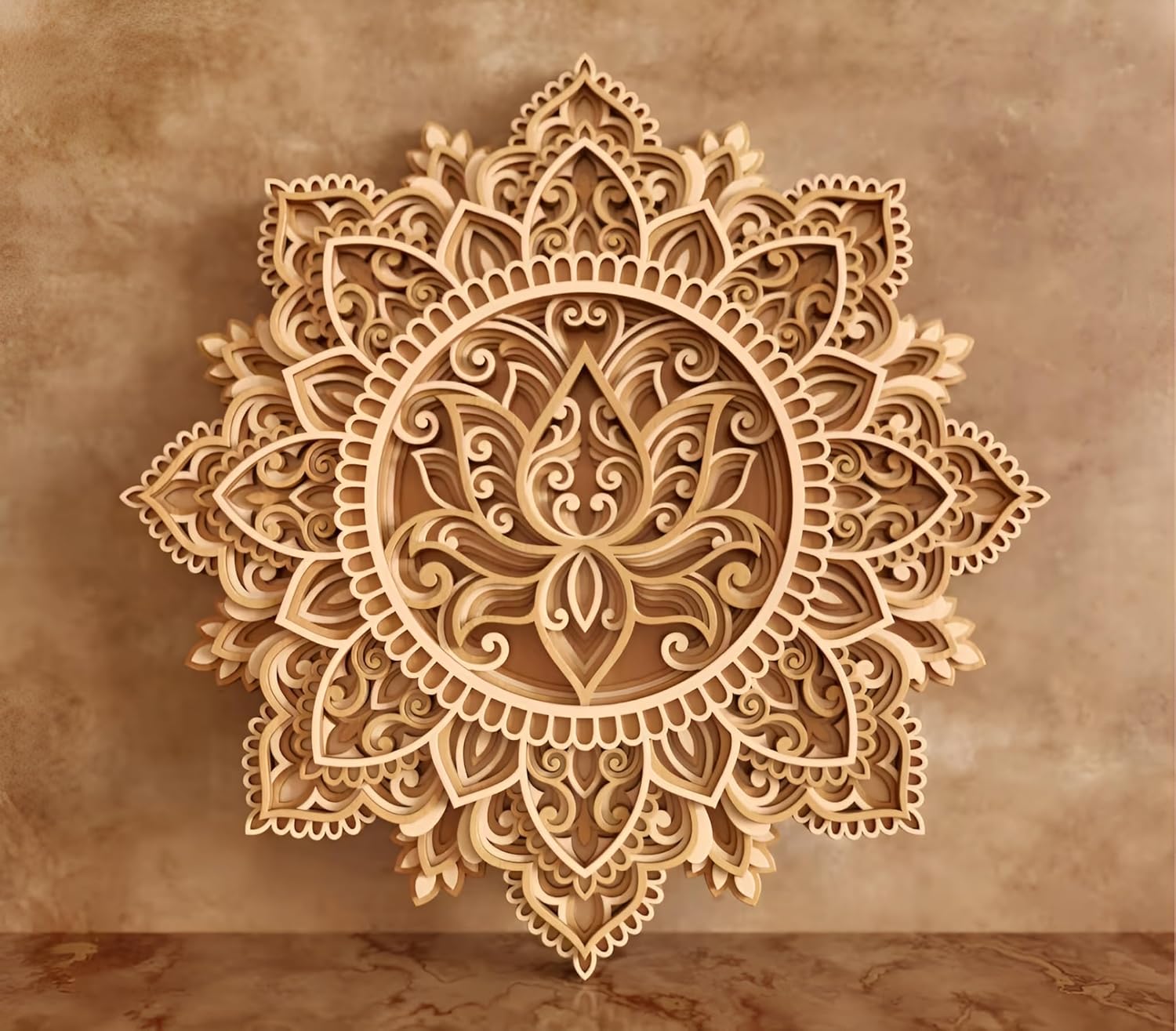 7 layer MDF lotus mandala wall hanging