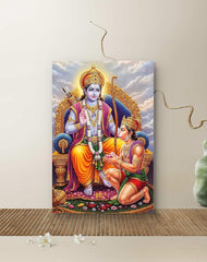 Decorative panel with a colorful depiction of two figures on a white wall.