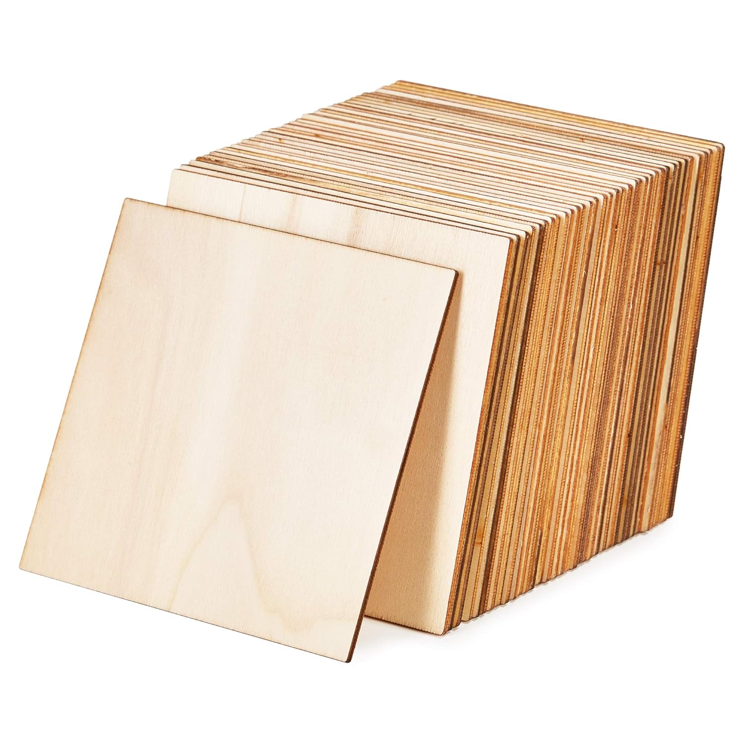 Stack of wooden boards with a white background