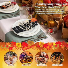Cliths Pack of 6 Pumpkin Plate Décor Blessed Wooden Cutouts for Fall Table Settings Farmhouse