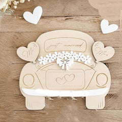 Cliths Wooden Wedding Car Money Holder Handcrafted Cash Gift Box for Weddings Elegant Decorative Money Present Box