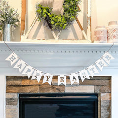 Cliths Happy Easter Wooden Banner Garland Rustic Farmhouse Sign for Spring Home Decor Party Decorations
