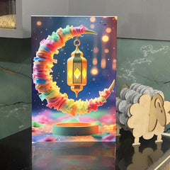 Cliths Islamic Moon Metal Wall Art Ramadan Eid Decor Aluminum Moon Muslim Home Office Decoration