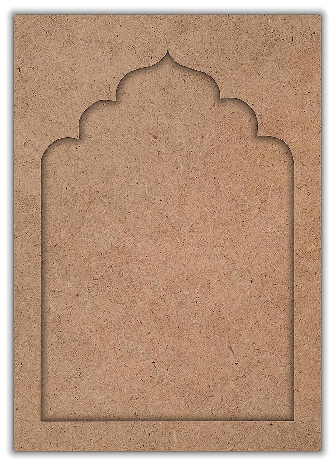 Brown cardboard panel with decorative cutout design