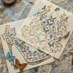 butterfly dress high heel stencil template