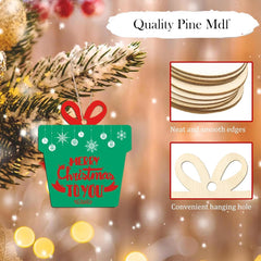 Cliths Christmas Wooden Ornaments Mini Gift Box Decorations DIY Paintable Xmas Tree Hanging Crafts