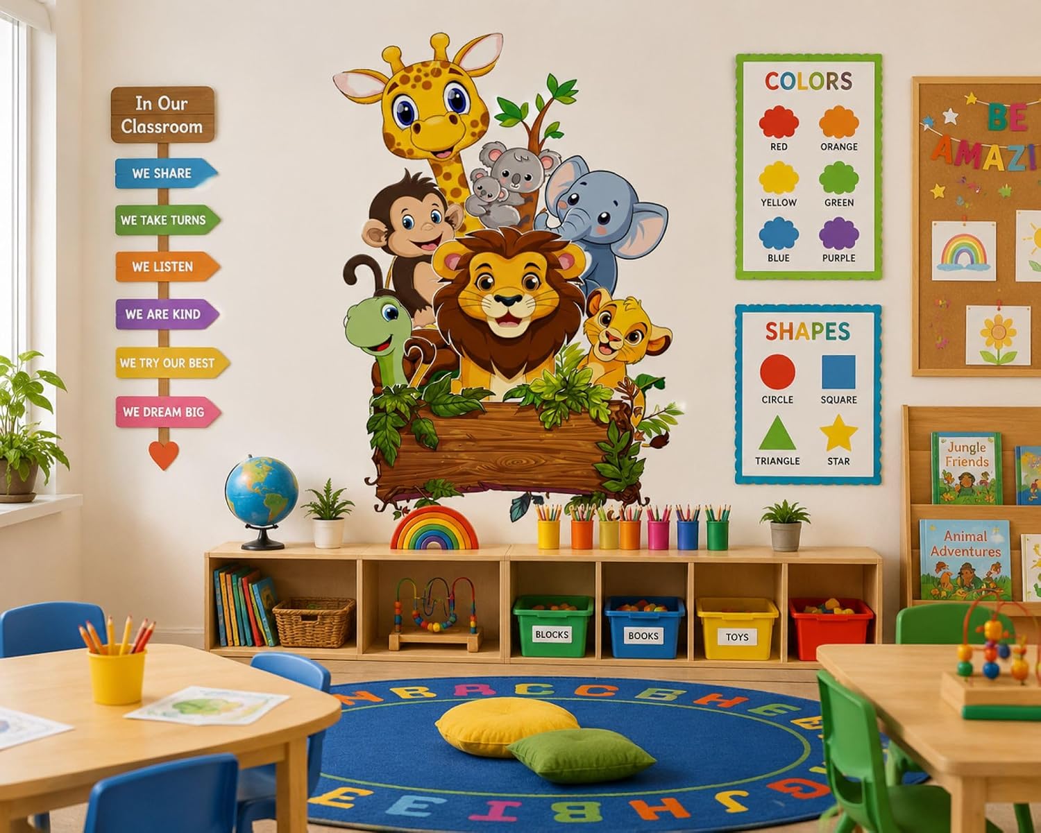 playroom jungle theme wall decor