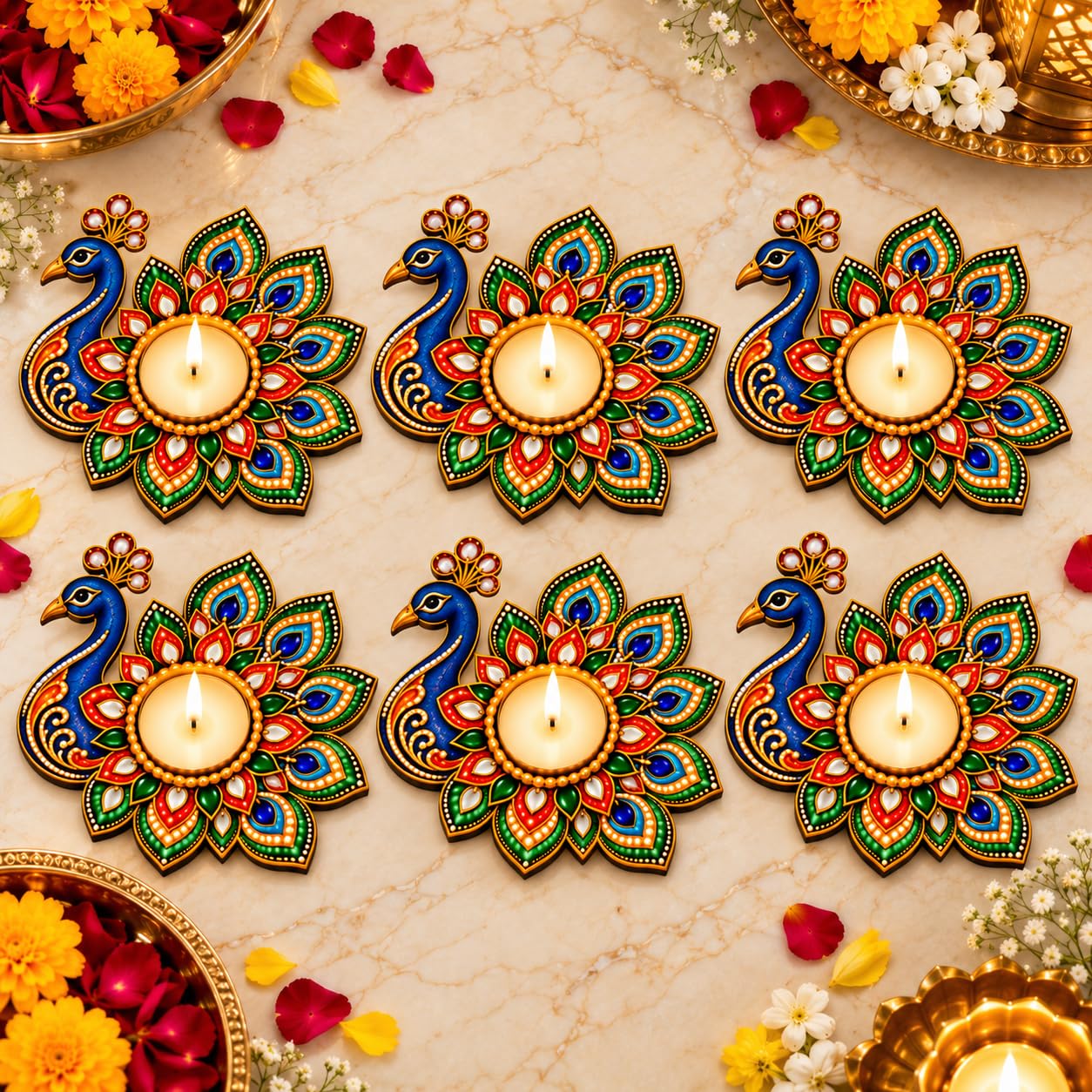 Indian traditional tealight candle holder set