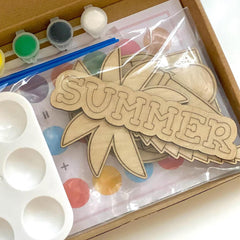 Unfinished wooden summer shapes for kids' painting fun