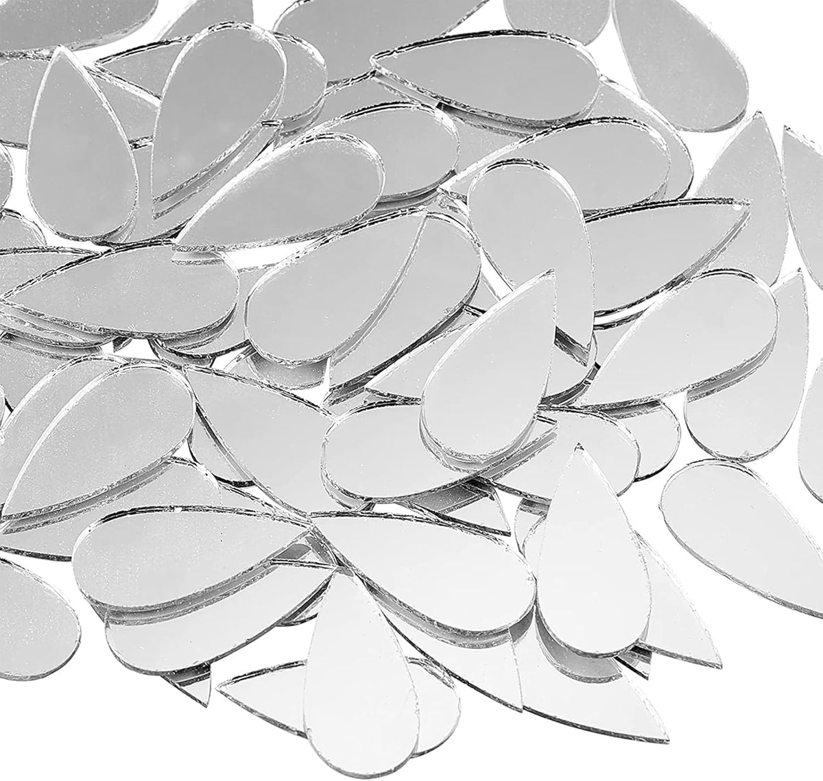 Cliths 150 Pcs Teardrop Shape Acrylic Mirror Tiles Non Adhesive for Wall Kids DIY Craft Project Decoration
