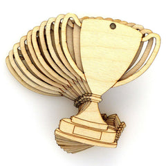 Wooden trophy model on a white background