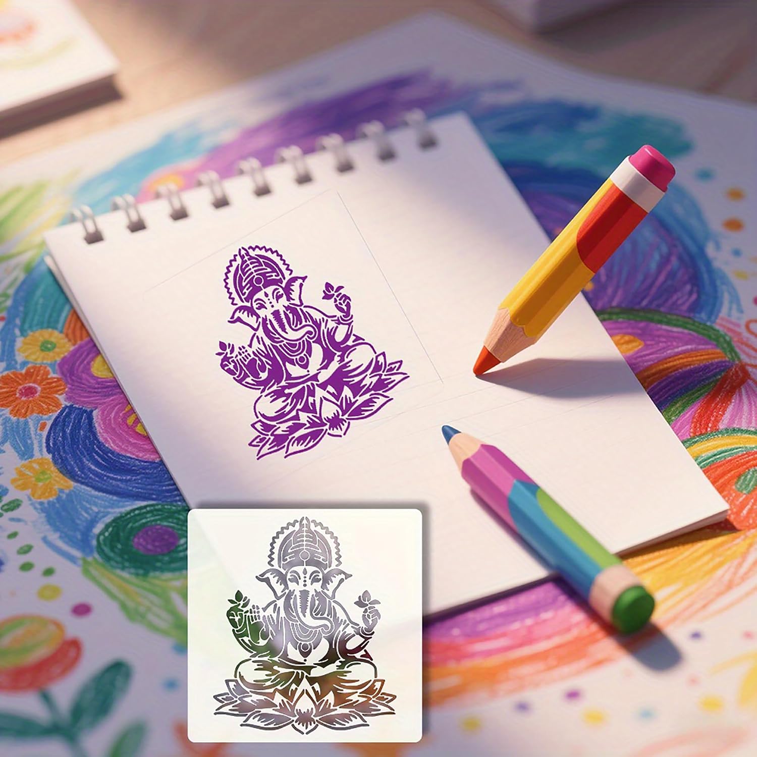 ganesha lotus stencil for acrylic painting