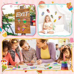 American Elm 32 Pcs Wooden Ice Cream DIY Unfinished Wood Cutouts Summer Arts & Crafts MDF Ice Cream Ornaments (Height 4.33 Inch)