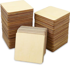 Stacks of wooden cards on a white background