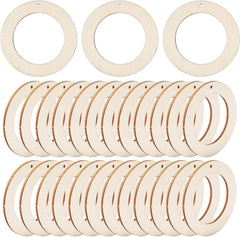 Set of wooden embroidery hoops arranged in a pattern