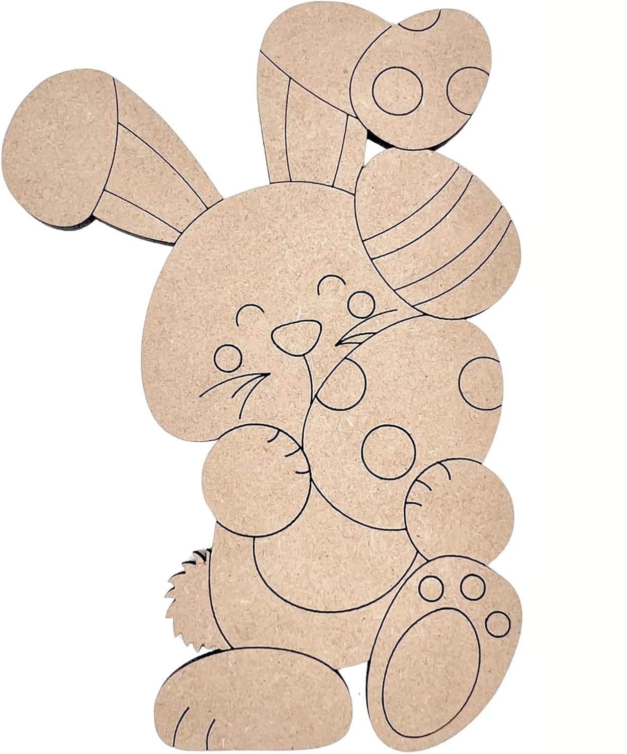 Cardboard bunny template with ears and body on a white background