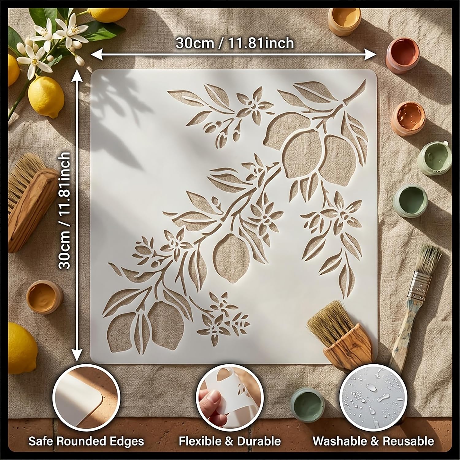 lemon pattern stencil for furniture painting