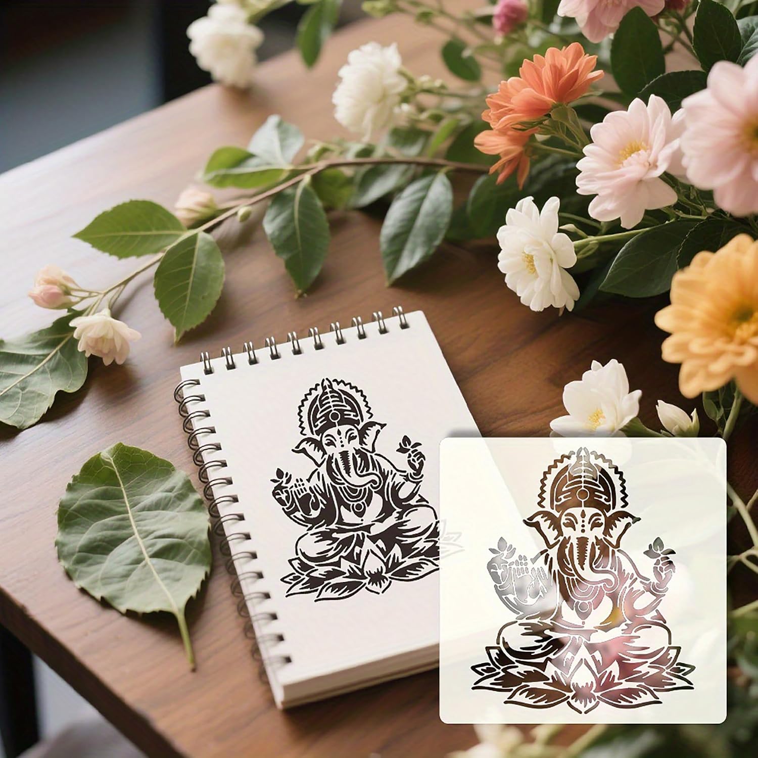 lotus ganesha stencil for diy art projects