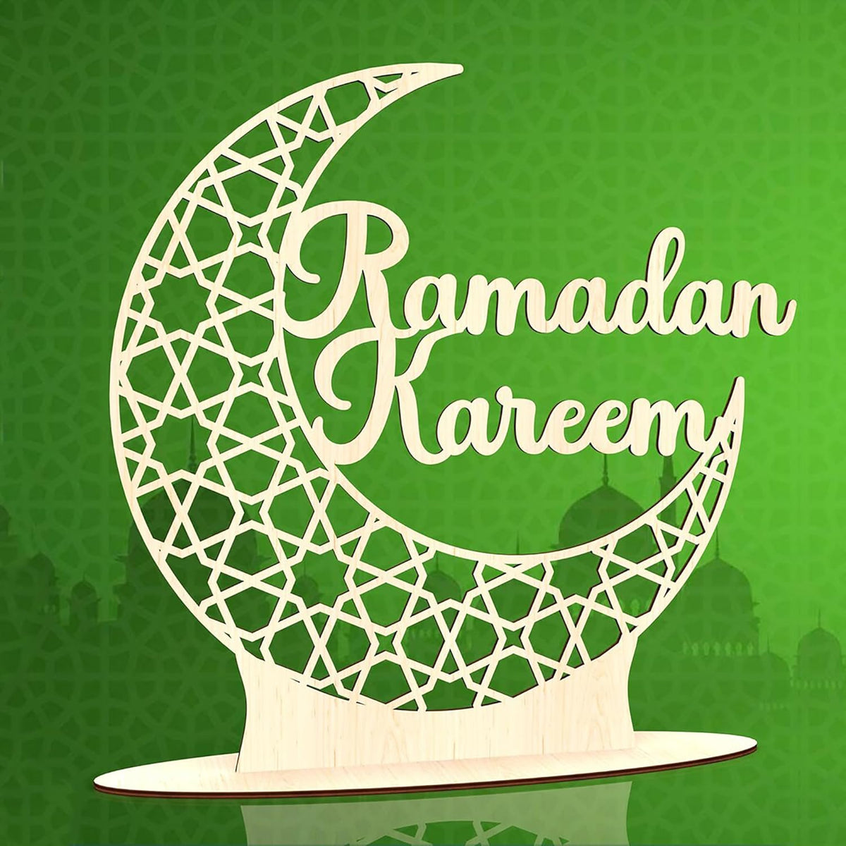 Cliths Wooden Ramadan Table Sign Eid Mubarak & Ramadan Kareem Home Decor Islamic Holiday Decorations