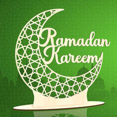 Cliths Wooden Ramadan Table Sign Eid Mubarak & Ramadan Kareem Home Decor Islamic Holiday Decorations