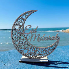 Cliths Wooden Ramadan Mubarak Sign Eid Mubarak Islamic Wall Sign for Home Table Decor Festivals & Events