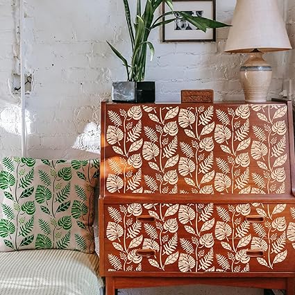 Enhance your creative work with this tropical palm leaves stencil