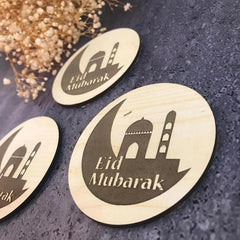 Cliths Set of 24 Ramadan Place Cards Wooden Round Signs Eid Mubarak Table Decor Muslim Home Gift