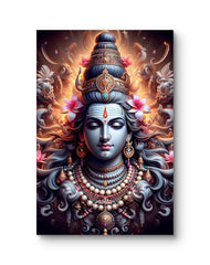 Decorative poster of a神像 with intricate details and vibrant colors on a white background