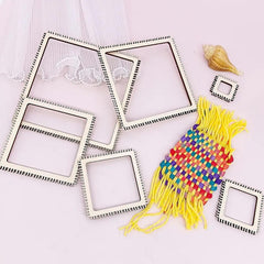 Cliths Wooden Square Weaving Loom Set of 6 Pcs Yarn Loom DIY Kit for Embroidery, Weaving, Macrame Crafts