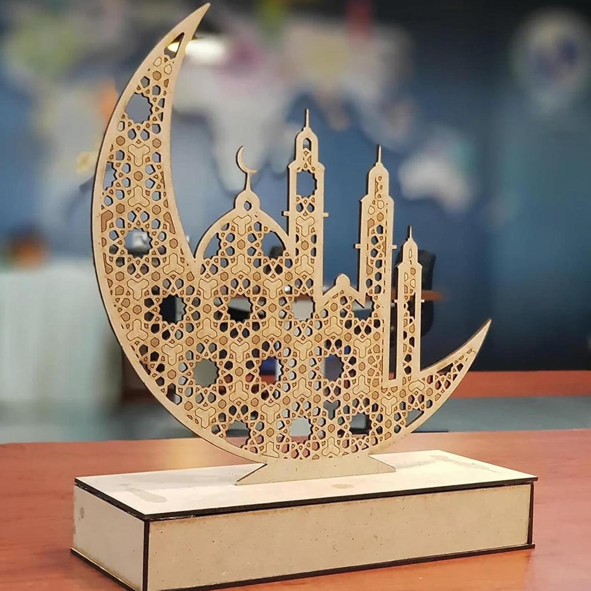 Cliths Wooden Ramadan Moon Decor Eid Mubarak Islamic Home Decor DIY Festive Gift Muslim Festival Craft