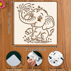 Reusable Baby Elephant Painting Stencil, PET Plastic DIY Art Template for Canvas, Fabric, Wood, Walls, Scrapbooking and Crafts, Washable Reusable Stencil for Painting
