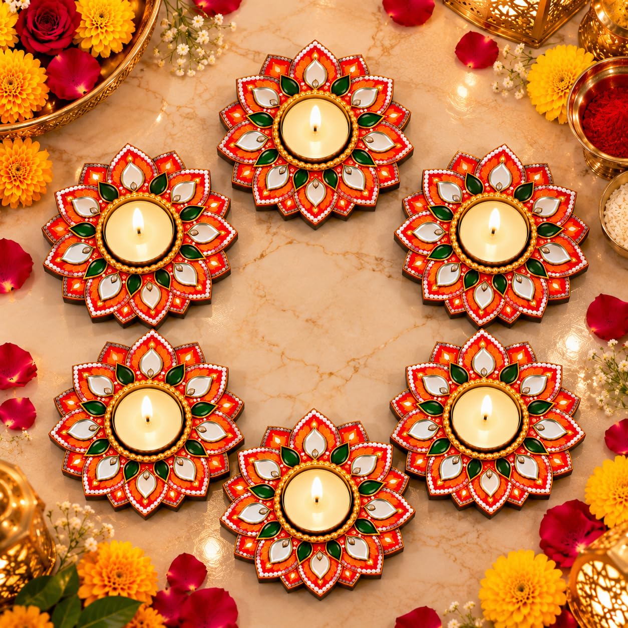 flower shaped tealight holder for home decoration