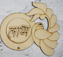 Decorative wall art with a bird and circular design on a textured surface