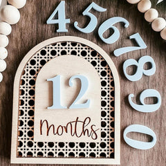 Cliths Boho Baby Milestone Cards Set 12 Month Markers with Wooden Board Photo Props Newborn Photoshoot