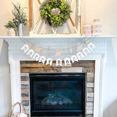 Cliths Happy Easter Wooden Banner Garland Rustic Farmhouse Sign for Spring Home Decor Party Decorations
