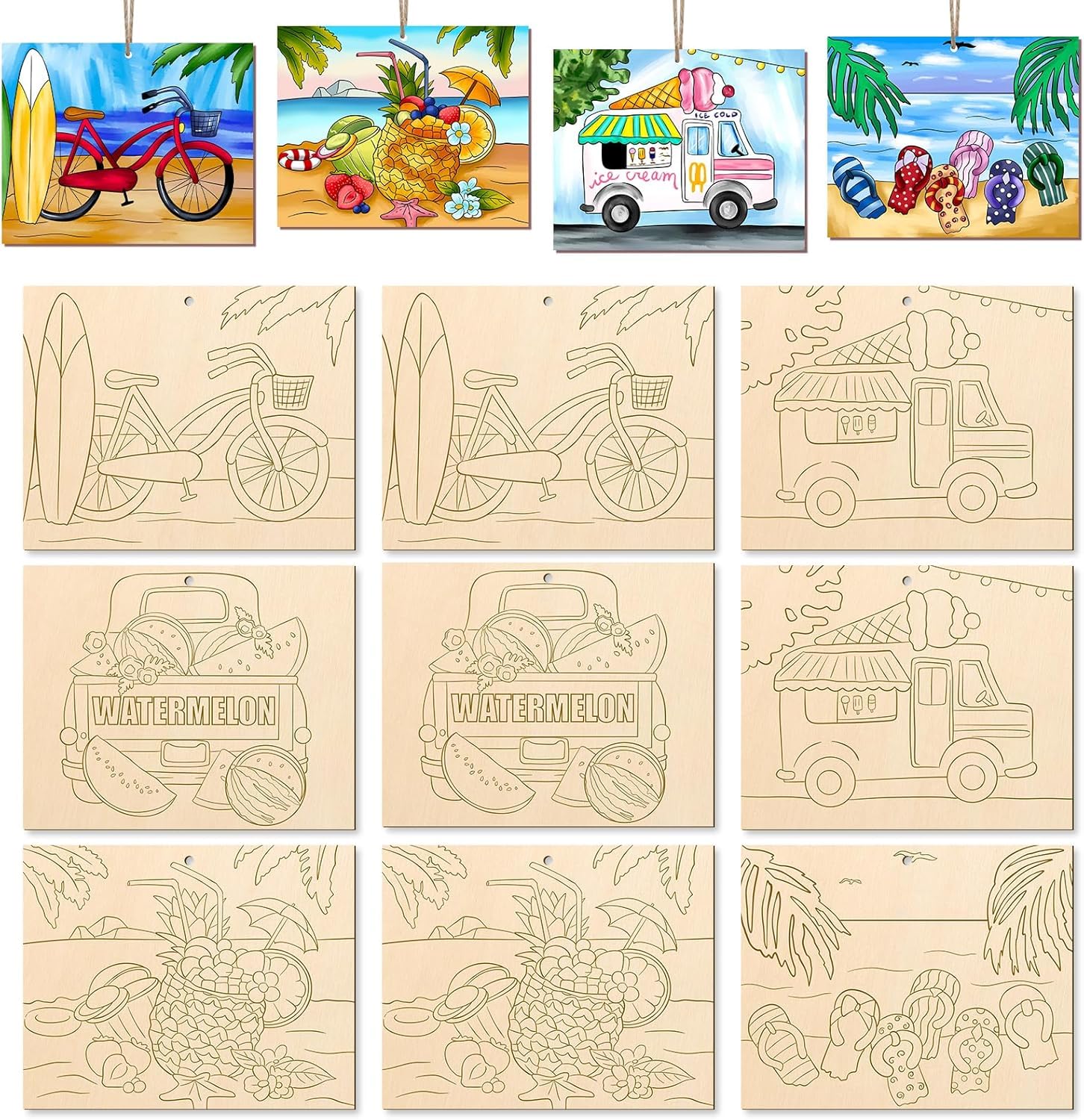 summer beach wooden cutouts