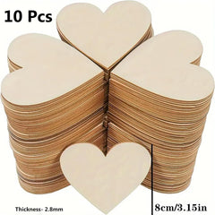 Stack of wooden heart shapes with dimensions and quantity indicated
