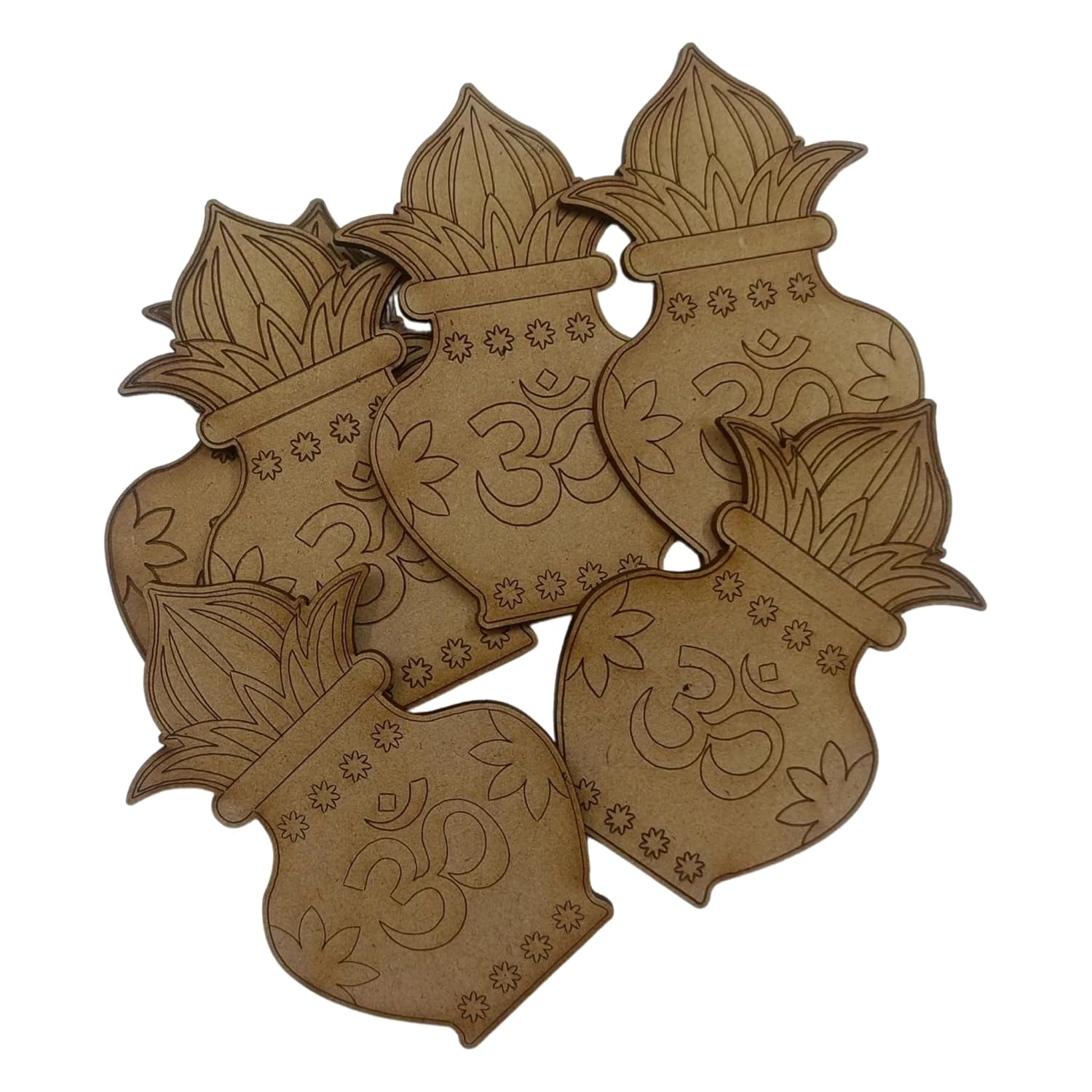 Decorative brown metal objects with floral designs on a white background