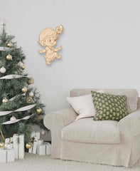 American Elm Baby Krishna MDF Cutout Pre Marked Wooden Craft for Janmashtami Decor