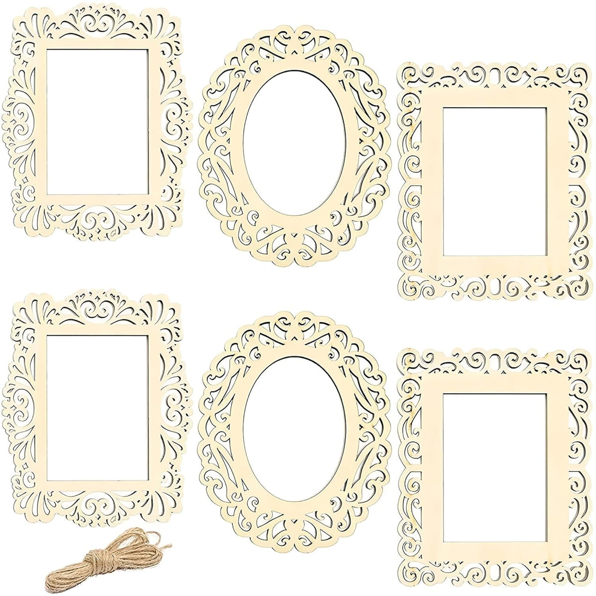 Set of decorative photo frames with intricate designs on a white background
