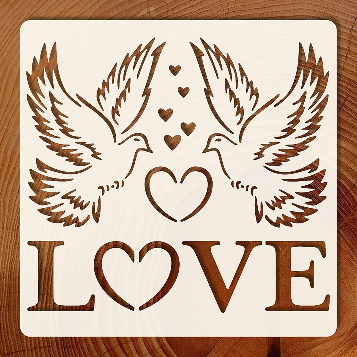 Dove and Heart Painting Stencil, Reusable PET DIY Art Template for Wooden Signs, Furniture, Wall, Fabric and Canvas, 6x6 inch, Cliths