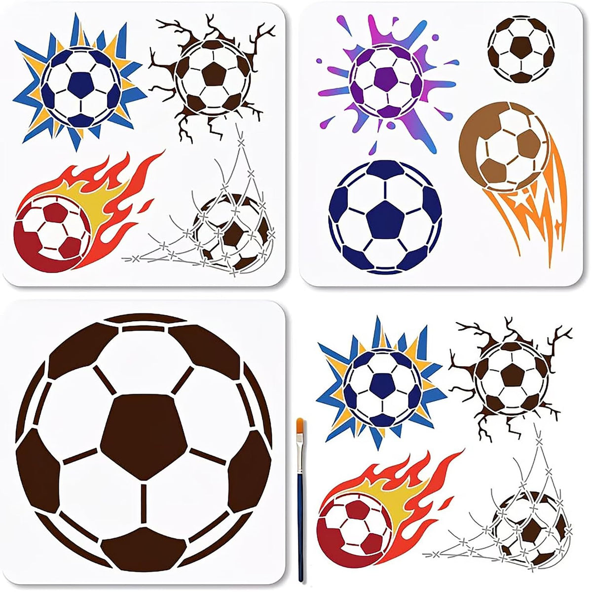 Soccer PET Plastic Reusable Stencil Set for DIY Painting & Scrapbooking,  Pack of 3 - Cliths