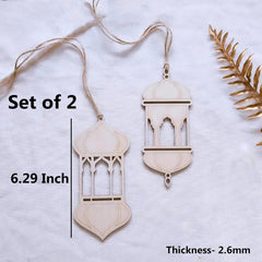 Cliths Set of 2 Wooden Lanterns Ramadan Decor DIY Paintable Wall Hanging Eid Mubarak Islamic Muslim Festival Gift