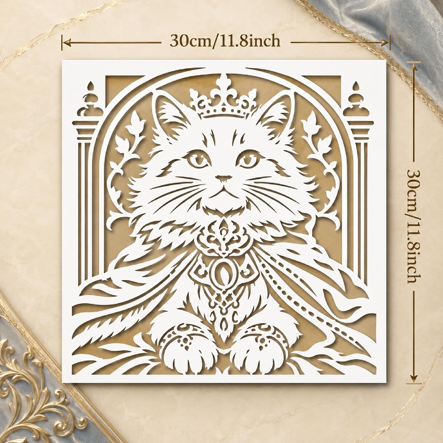 king cat stencil for acrylic painting