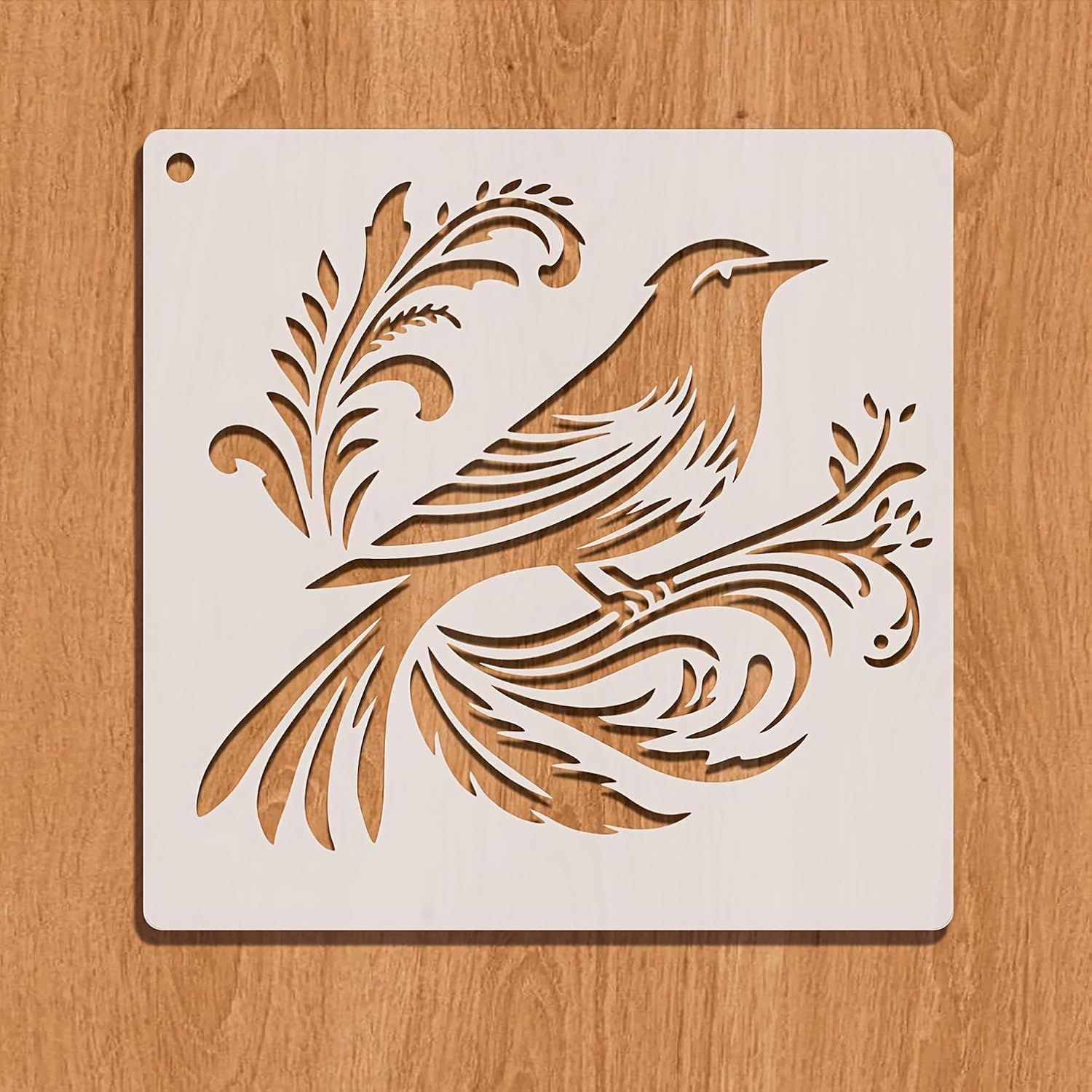 bird on branches reusable painting stencil