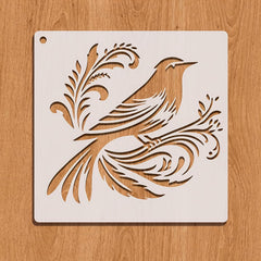 bird on branches reusable painting stencil